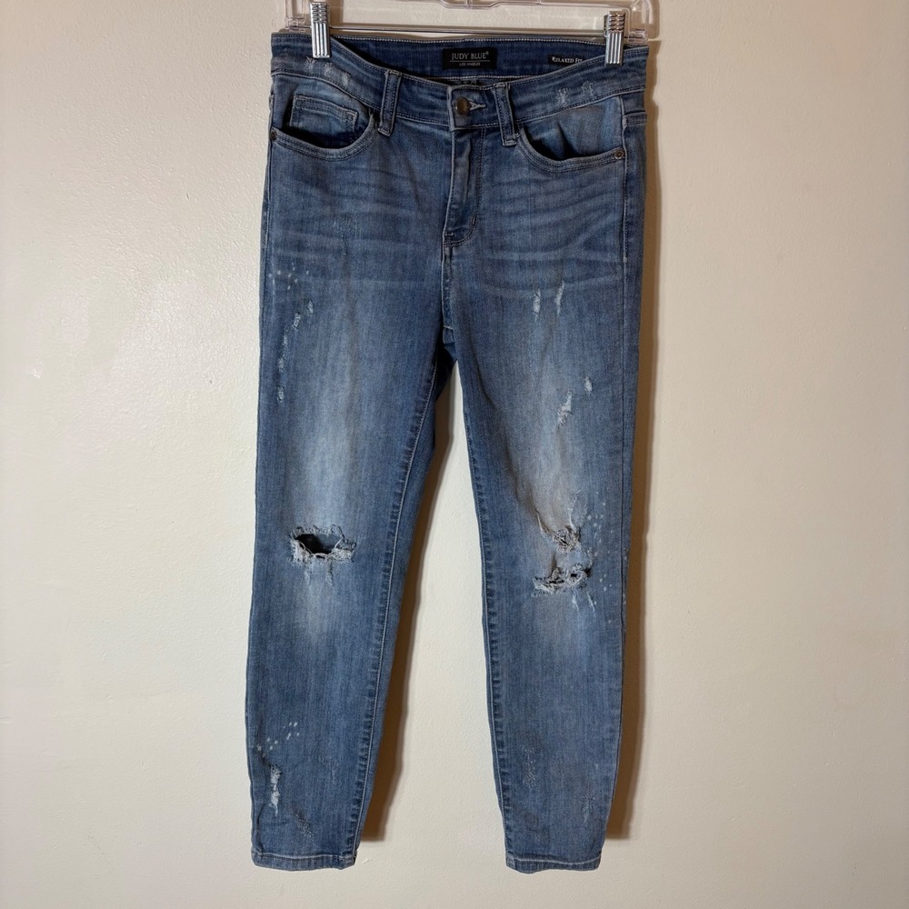 Judy Blue Relaxed Fit Distressed Blue Denim Jeans Women's Size 9/29